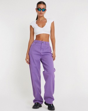 Belbottom Loose Fit Denim Purple Jeans