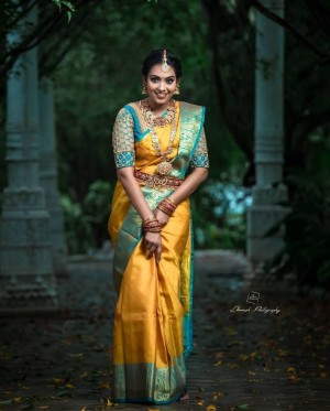 Wedding Look Banarasi Silk Yellow Saree