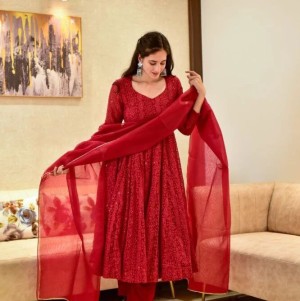 Perfect Red look Georgette Anarkali Suit