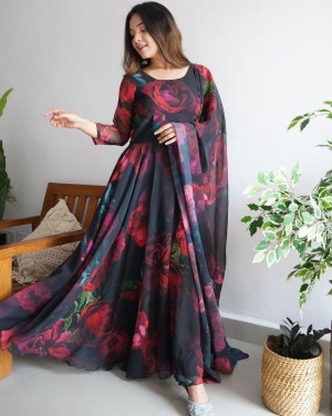 Organja Silk Black Anarkali Gown
