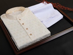 Men's Traditional Wear Jequard Silk Kurta Set