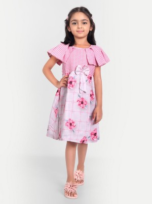 Fancy Crepe PInk girls Short gown