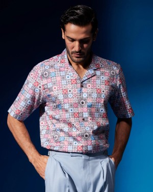 Printed cotton mix shirt