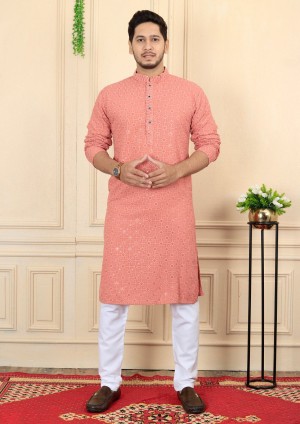 Designer cotton and rayon gray kurta with pajama