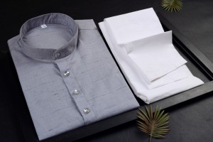 Designer cotton gray kurta with pajama