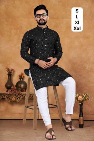 Designer aymond cotton black kurta with pajama